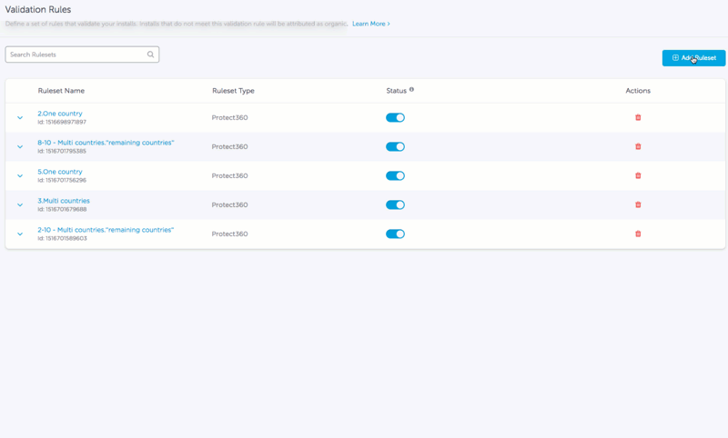 Setting validation rules