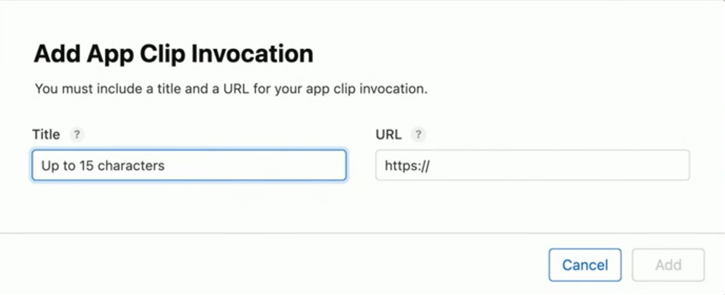 Adding an app clip invocation
